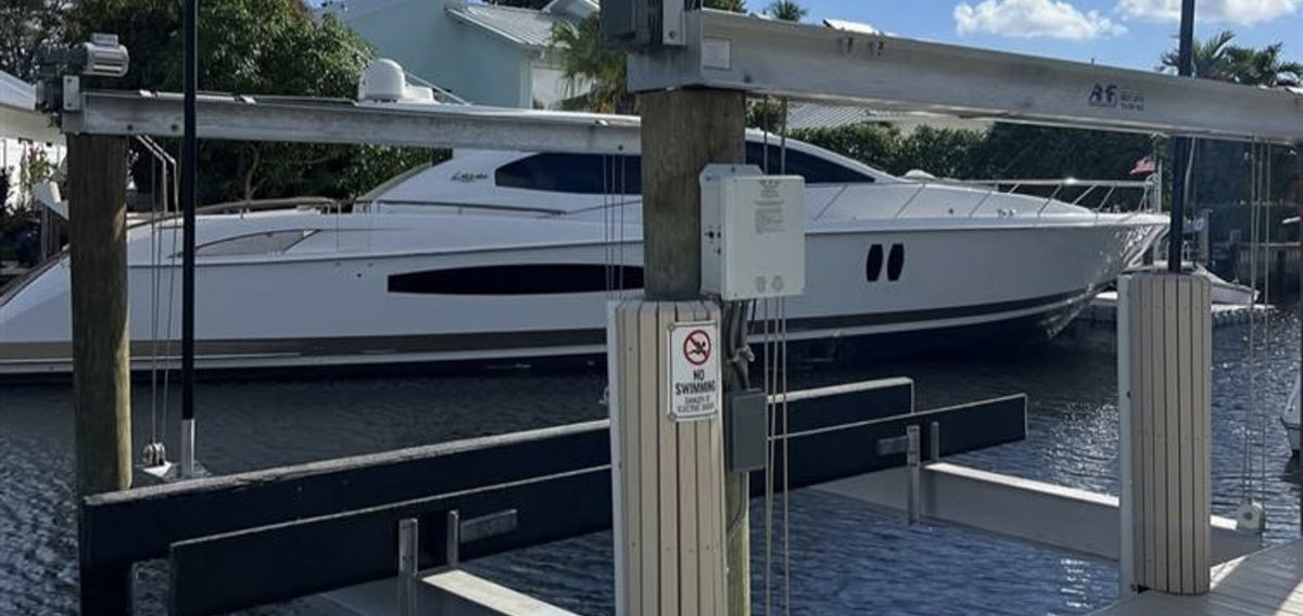 Boat lift installed at a waterfront property