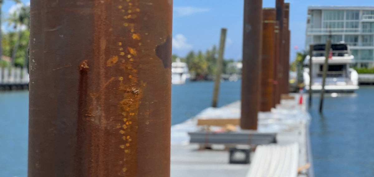 Pile driving equipment working on a marine construction project
