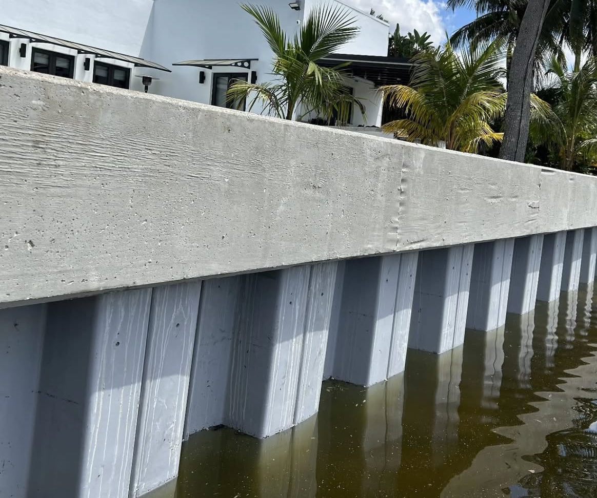 Completed concrete and sheet-pile seawall
